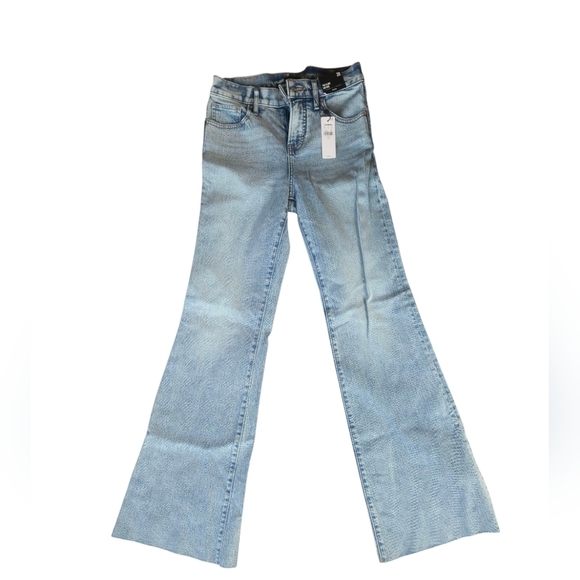 Express Denim - Express 70s Flare Mid Rise Stretch Light Blue Flare Jeans Size 2R